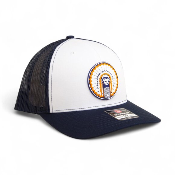 Illinois Fighting Illini Chief Illiniwek 3D Snapback Trucker Hat- White/ Navy - Picture 2 of 3